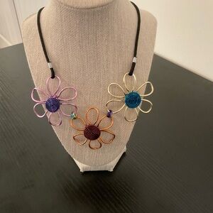 Colorful Aluminum Handmade Flower Pendant Necklace
